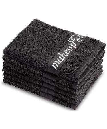 FABBPRO Set of 6 Black Makeup Remover Cloth Towels 13x13 | Ultra Soft 100% Cotton | Made in Turkey | Gentle & Safe on Skin - Buy Online on GoSupps.com