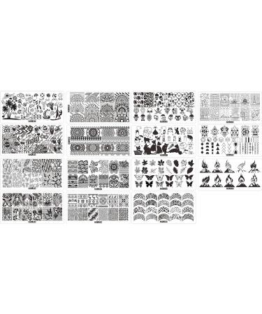 BeautyLeader 20 Pcs Nail Stamp Plates Set - Nail Art Stamping Plate Scraper Stamper Set with Leaves, Flowers, and Animal Designs in Storage Bag - Buy Online on GoSupps.com