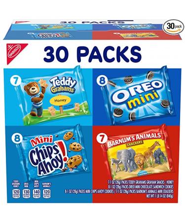 Nabisco Team Favorites Variety Pack OREO Mini CHIPS AHOY! Mini Teddy Grahams Honey & Barnum's Animal Crackers 30 Snack Packs