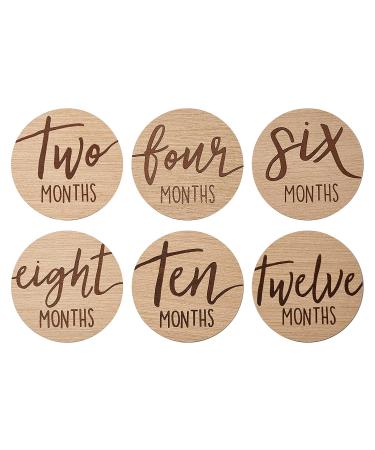 Kate & Milo Baby Monthly Milestone Marker Discs - Reversible Photo Props for Baby and Pregnancy Growth - Wooden Cards - Buy Online on GoSupps.com