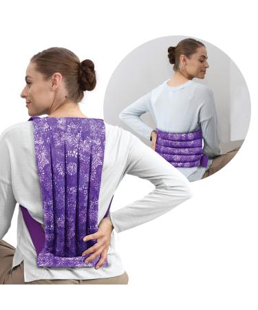Nature Creation Microwave Heating Pad for Back & Spine - Microwavable Heating Pack for Back Pain - Upper & Lower Back Coverage - Reusable Hot/Cold Pack for Cramps - 1 Pack Purple Flowers