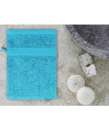 Class Home Collection Washing Gloves Set - 4 Turquoise 100% Cotton Washcloths | 16x21 cm 500 g/m | Ideal for Effective Cleaning - Buy Online on GoSupps.com