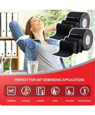 AJUVIA Kinesiology Tape - Latex-Free, Waterproof Sports Tape - 2 Rolls, Lasts up to 14 Days - Black, 2 x 10 - Buy Online on GoSupps.com