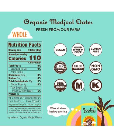 Joolies Organic Whole Medjool Dates | Jumbo Grade 4.4lb Eco-Friendly Box | Fresh California Grown Fruit | Vegan, Gluten-Free, Paleo | No Sugar Added | Perfect Gift for Loved Ones - Buy Online on GoSupps.com