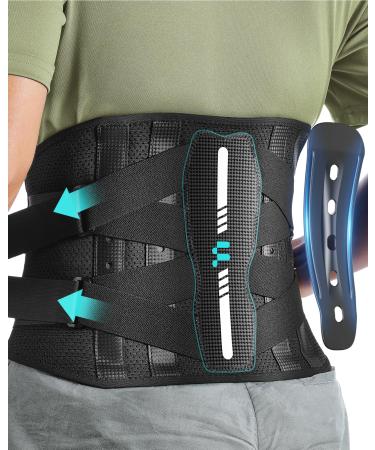 Fitomo Back Support Belt for Women Men with Ergonomic Spine Curve Support and Carbon Fibre Splints Back brace for Lower Back Pain Relief Posture Work Heavy Lifting Sciatica Herniated Disc