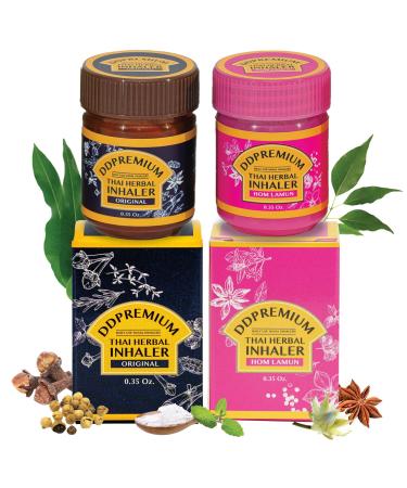 DDPremium Bundle 2 Pack Thai Herbal Inhaler with Menthol & Essential Oil - Yadom Original HOM LAMUN Formula
