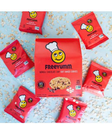 FreeYumm Oatmeal Chocolate Chip Soft Baked Cookies - Gluten-Free Plant-Based Snacks (Pack of 3) | Allergy-Friendly & Safe for School - 21 Individually Wrapped Cookies - Buy Online on GoSupps.com