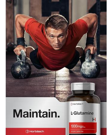 Horbaach L Glutamine Capsules 1000mg | 180 Powder Pills | Supplement for Women and Men | Pre Workout & Post Workout | Non-GMO & Gluten Free - Buy Online on GoSupps.com