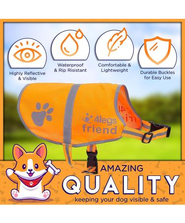 Orange Dog Safety Reflective Vest - Lightweight High Visibility for Day & Night | 5 Sizes Leash Hole & Snap Lock Buckle - Keep Your Dog Safe Outdoors - Buy Online on GoSupps.com