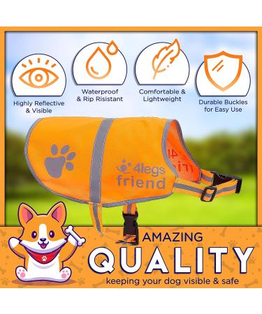Orange Dog Safety Reflective Vest with Leash Hole - Lightweight XS High Visibility for Outdoor Activity SNAP LOCK BUCKLE Straps - Keep Your Dog Safe Day & Night - Buy Online on GoSupps.com