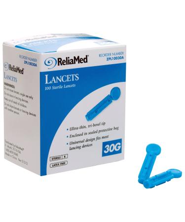 Reliamed 30 Gauge Safety Seal Lancets - Box of 100