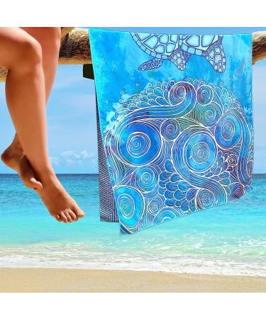 Elite Trend Microfiber Towel XL 78x35 - Quick Dry for Camping, Sports, Beach, Backpacking - Soft, Compact & Lightweight - Sea Turtle Design - Includes Travel Bag - Buy Online on GoSupps.com