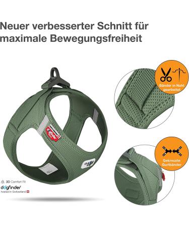 Curli Air-Mesh XS Vest Harness in Moss Green - Lightweight & Comfortable Pet Gear for Small Dogs - Buy Online on GoSupps.com