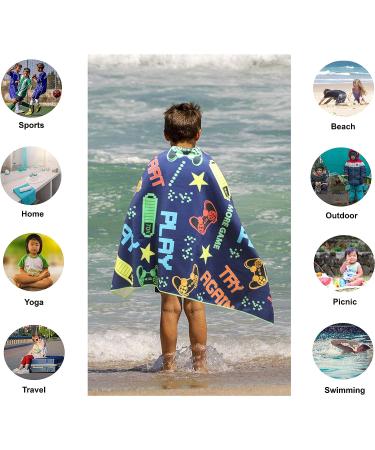 Kids Gaming Microfiber Beach Towel - Large (30x60) - Absorbent, Quick Dry, Sand Free - Lightweight Blanket for Sports, Pool, Picnic, Travel - Boys, Girls, Toddler - Buy Online on GoSupps.com