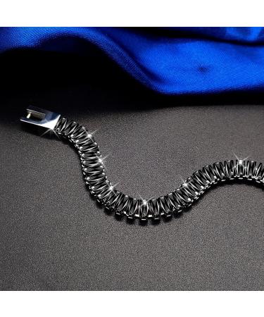 Jeroot Magnetic Tennis Bracelet for Women - Black Titanium Steel Weight Loss Bracelet with 5mm 5A+ Cubic Zirconia | Adjustable Fashion Jewelry Gift - Buy Online on GoSupps.com