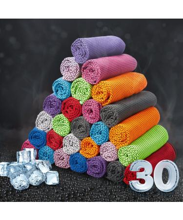Honoson Cooling Towel Bulk Breathable Chilly Towel Workout Cool Cold for Neck Face Microfiber Towel for Gym Travel Yoga Camping Running Outdoor Sport (30 Pieces) - Buy Online on GoSupps.com