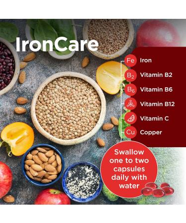 Healthspan IronCare (120 Tablets) with Vitamin C & B Complex | Combat Fatigue | Vegan-Friendly - Buy Online on GoSupps.com