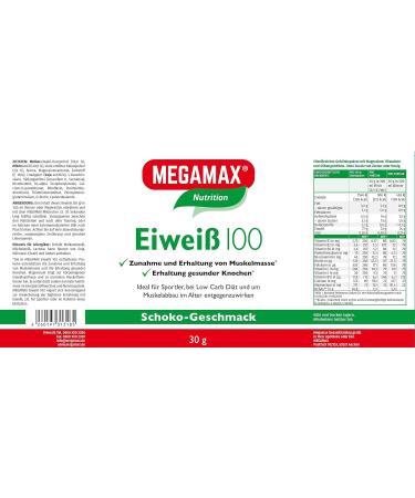 Megamax Protein Chocolate 30g Powder - High-Dose Low Carb Whey & Milk Protein for Muscle Building | Aspartame-Free | Ideal for Baking | 2K Protein - Buy Online on GoSupps.com