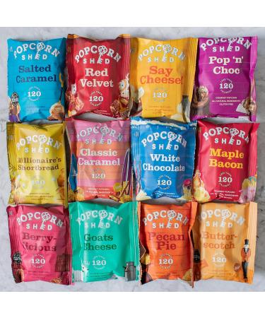 Popcorn Shed Gourmet Popcorn Snack Selection Gift Tin 12 Popcorn Flavours in Portion Sized Snack Packs Ultimate Foodie Gift for Snack Lovers 12 Flavour Gift Tin - Buy Online on GoSupps.com