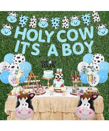 Cow Baby Shower Decorations for Boy Holy Cow It's a Boy Baby Shower Decorations Blue Cow Garland Welcome Baby Cake Toppers for Cow Theme Baby Shower Decor - Buy Online on GoSupps.com