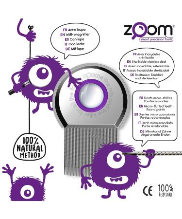 Zoom Lice Comb - Stainless Steel Lice Removal Tool with Magnifying Glass & Micro-Reef Tines for Effective Lice & Nits Removal - Buy Online on GoSupps.com