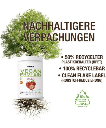 Weider Vegan Protein 750g - Strawberry Flavor 23g Protein Gluten-Free Sugar-Free Eco-Friendly Packaging - Buy Online on GoSupps.com