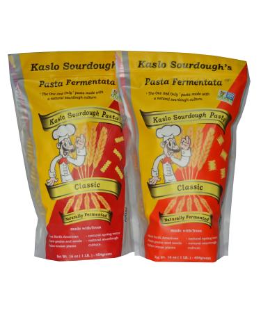 Kaslo Sourdough Pasta Combo - Fermented Pasta High Protein, Vegan Food with Probiotics & Sour Dough Starter | Easy Digestion Superfood | Classic Rotini Pasta & Pasta Radiatori Pack