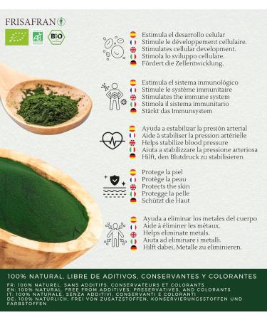 FRISAFRAN | Organic Chlorella Powder 200g | Organic Chlorella Powder | Chlorella Powder | Antioxidant Content | Pure & Natural | Microalgae | Plant Fiber | Natural Detox | Vegetable Protein - Buy Online on GoSupps.com