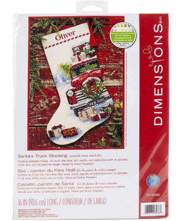 Dimensions 70-08986 Santa's Truck Cross Stitch Christmas Stocking, 14 Count Ivory Aida, 16" Long - Buy Online on GoSupps.com