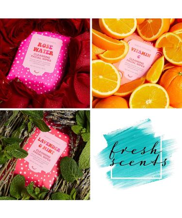 Beauty Concepts Facial Wipe Set - 4 Packs of Makeup Removing Wipes with Aloe, Green Tea, Vitamin C, Lavender, Mint - Soft & Hydrating - Buy Online on GoSupps.com