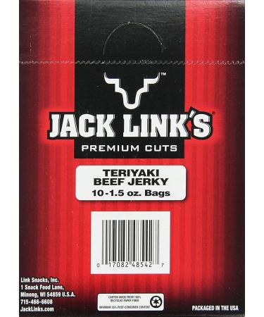 Jack Link's Beef Jerky Teriyaki 1.5oz Bags - Pack of 10 | High-Quality Snack for On-the-Go - Buy Online on GoSupps.com