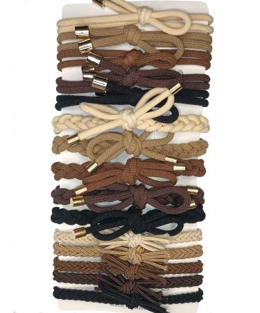 Large Brown Series Bow Hair Ties Suitable for Ponytails A Lady's Headband That Won't Break (15 PCS 3 Styles   5 Colors)