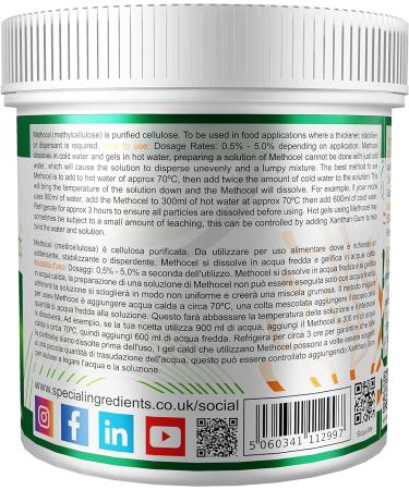 Methocel (Methylcellulose) 500g Premium Quality Food Grade Vegan Non-GMO Gluten Free - Recyclable Container - Pack of 1 - Buy Online on GoSupps.com