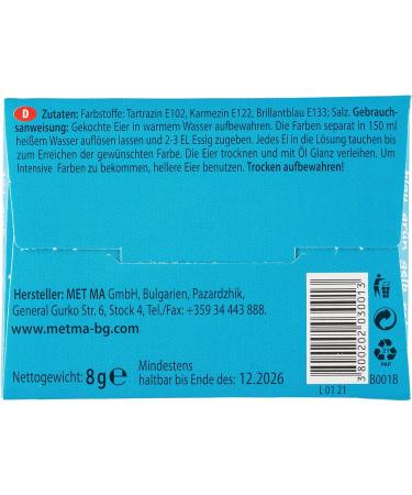 Metma B004 Egg Colours Pack of 4 Green Red Yellow Blue Warm Colours Dye Tablets Easter Eggs Easter - Buy Online on GoSupps.com