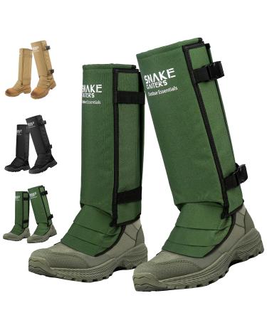 XTSZX Snake Gaiters,Durable Waterproof Snake Guards,Snake Bite Protection for Lower Legs,4 Adjustable Size for Men & Women,Snake Proof Gaiters Fit for Hunting Hiking ArmyGreen Large