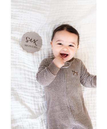 Little Pear Wooden Monthly Milestone Cards  Baby Milestone Photo Props  Wooden Monthly Photo Prop Cards Gray Wood Milestone Discs - Buy Online on GoSupps.com