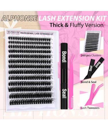 ALPHONSE Fluffy Lash Extension Kit - 80D DIY Mink Eyelash Extensions (260pcs) with Bond Seal & Applicator - Perfect for Stunning Fluffy Lashes - Buy Online on GoSupps.com