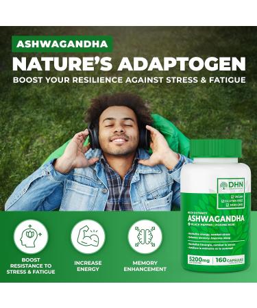 BONUS SIZE 160 Concentrated Ashwagandha Root Capsules with Black Pepper | 5200mg per serving (2600mg/Capsule X2) | Supports Resistance to Stress & Fatigue | Promotes Calm Restfulness Focus & Energy | 160 Vegan Capsules | Canadian Made Quality Assured - Buy Online on GoSupps.com