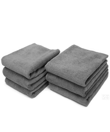 S&T INC. Microfiber Gym Towels for Sweat, Yoga Sweat Towel for Home Gym, Microfiber Workout Towels for Gym, 16 Inch x 27 Inch, 6 Pack Grey 6 Pack