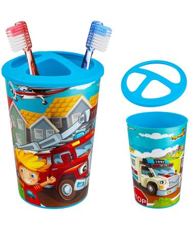 Aller-meine.de GmbH Zahnbrush holder/children's toothbrush cup - car - vehicles & fire brigade - toothbrush cup - for toothbrush - cup - children's toothbrush baby toothbrush - m dc .. without names