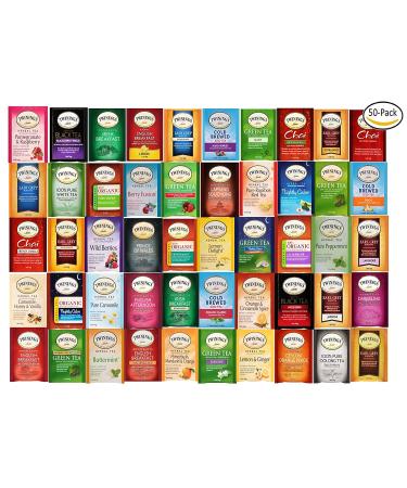 Tea Bags Sampler Assortment Gift Box - 50 Count Variety Pack with English Breakfast, Green, Black, Herbal, Chai Tea and More (Green) - Buy Online on GoSupps.com