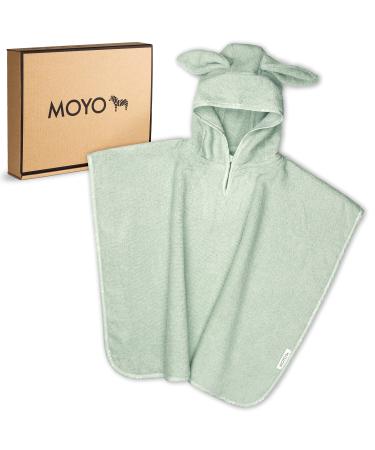 Moyo Baby Batzeponcho with rabbit ears in mint i poncho children bath towel for 0-3 years I soft baby poncho from 100% terry cotton i washable baby hooded towel i poncho towel in 68x56cm mint rabbits