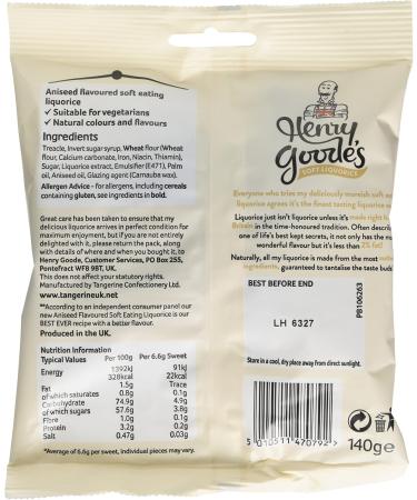 Barratts Sweets 12 Bags (Henry Goode Soft Eating Liquorice 12 x 140g) - Buy Online on GoSupps.com