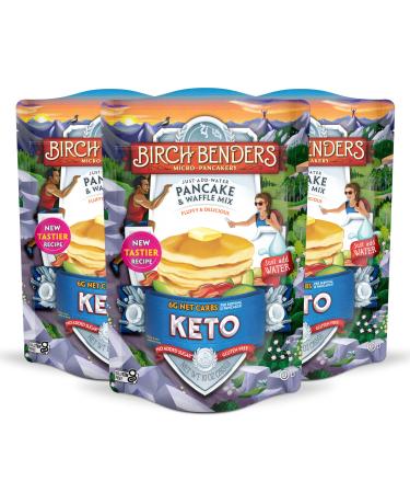 Keto Pancake & Waffle Mix by Birch Benders, Low-Carb, High Protein, Grain-free, Gluten-free, Low Glycemic, Keto-Friendly, Made with Almond, Coconut & Cassava Flour, Just Add Water, 3 Pack (10oz each) 10 Ounce (Pack of 3)