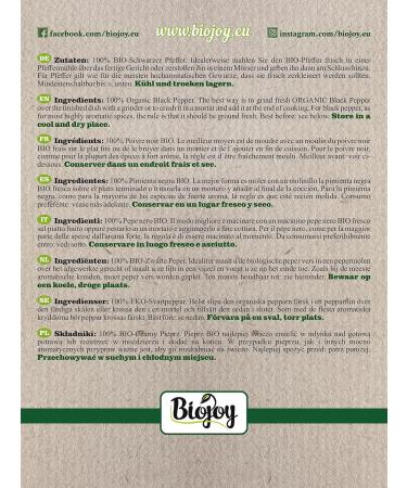Buy Biojoy Organic Black Pepper Whole (100g) - Premium Black Peppercorns for Grinder - Piper Nigrum - International Shipping Available - Buy Online on GoSupps.com