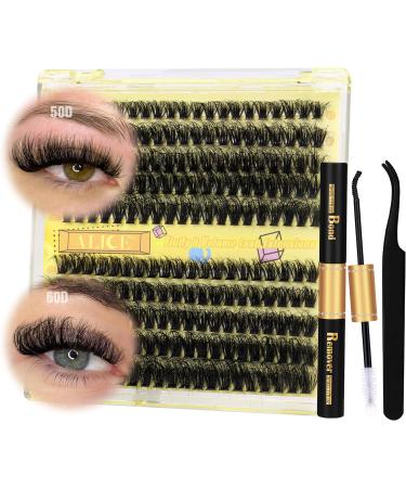 ALICE Lash Extension Kit Fluffy Volume 50D 60D Lash Clusters Kit Wispy 10-18mm D Curl Individual Lashes DIY Eyelash Extension Kit 200Pcs Eyelash Clusters with Lash Glue Bond and Remover Tweezers C - Fluffy 50D+60D Kit - Buy Online on GoSupps.com