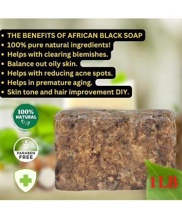 Premium African Black Soap - 1lb Organic Raw Soap for Acne, Dry Skin, Scars & More | From Ghana West Africa - Authentic Moisturizing Face & Body Wash - Buy Online on GoSupps.com