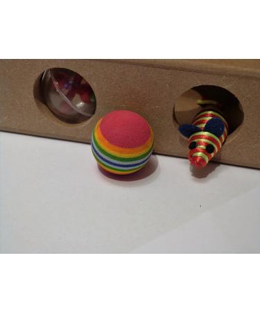 Unique Design - Interactive Indoor Cat Toy Puzzle Box As Seen on Channel 5 s The Secret Life of Kittens - Four Cat Toys Included 3 Balls and a Mouse Best Gift for any Cat Kitten or Their Owner! - Buy Online on GoSupps.com