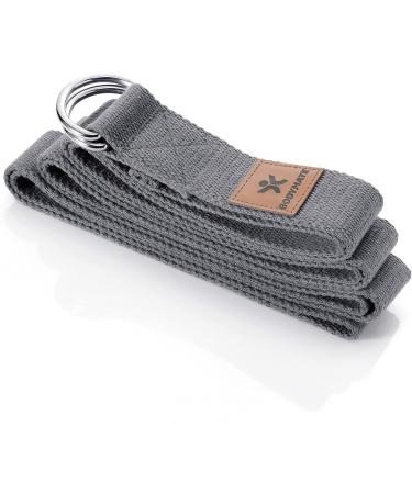 Bodymate Yoga Belt with Metal Closure - 100% Cotton Yoga Strap for Beginners & Advanced | 250cm Cool Gray Yoga Band - Buy Online on GoSupps.com