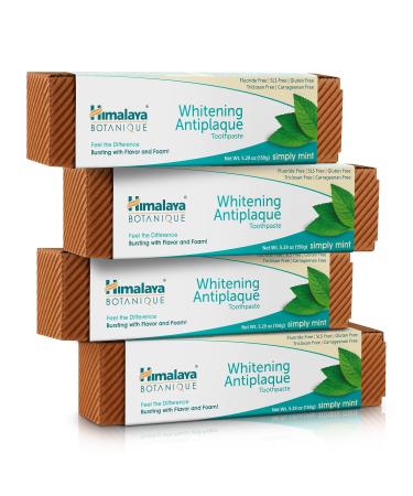 Himalaya Botanique Complete Care Whitening Toothpaste, Simply Mint, for a Clean Mouth, Whiter Teeth and Fresh Breath, 5.29 oz, 4 Pack Mint 5.29 Ounce (Pack of 4)